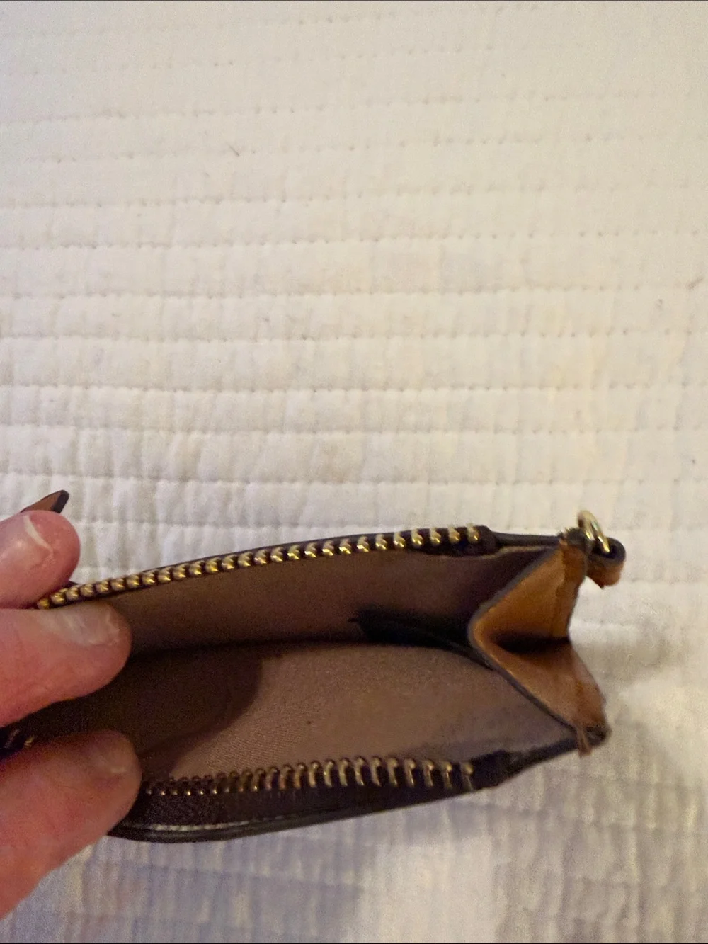 Nanette Lepore Black and Brown Monogram Zip Card Case
